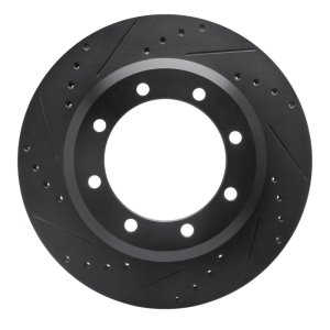 Ford F-350 Super Duty Brake Rotor (1) - Rear Left - R1 Concepts - Drilled & Slotted - Black - `05-`12